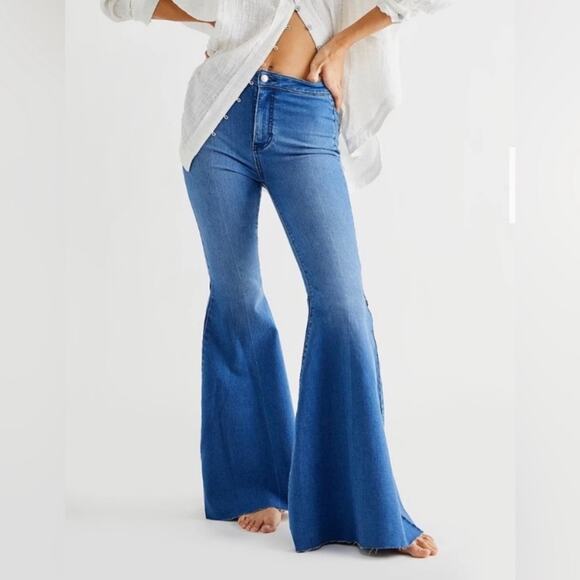 Free People Just Float On Flared Jeans Bell Bottom size 30 High Rise Waist - Picture 1 of 9